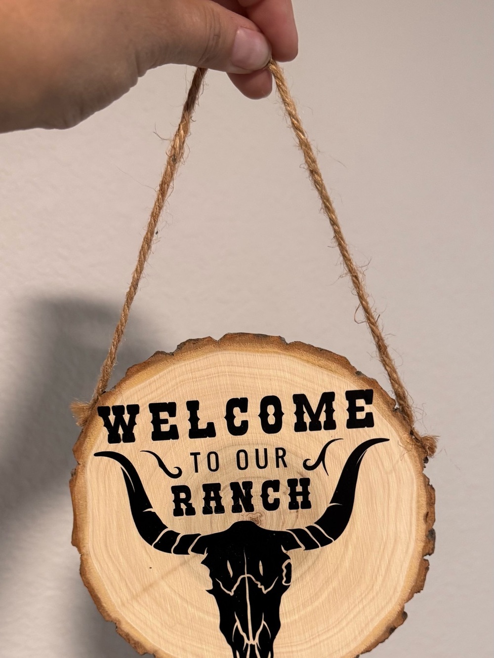 Welcome to Our Ranch Wall Hanging - Natural Wood with Black Print